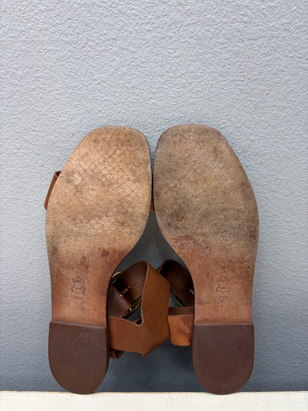 Tory Burch Brown Leather Shelby Flat Sandals Size 7.5 - Picture 7 of 8